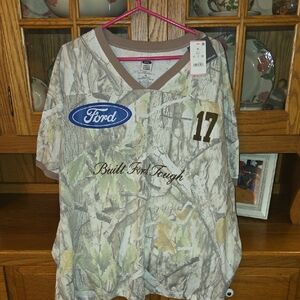 Ford Camouflage V-Neck Shirt with Logo